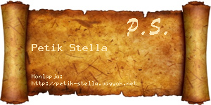 Petik Stella névjegykártya